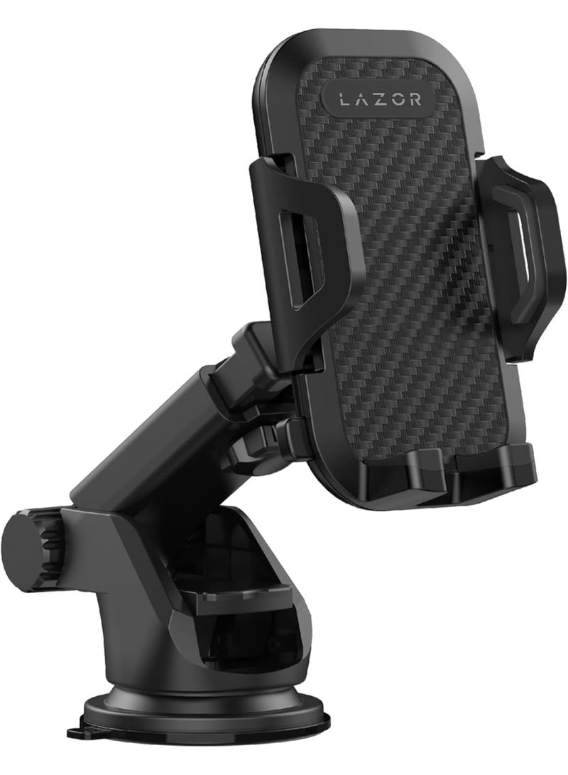 LAZOR 360 degrees Adjustable Car Phone Mount with Extendable adjustable and extendable arm & High-stability strong suction cup CH05, Black - Image 2